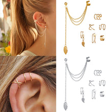 Load image into Gallery viewer, 7pcs Fashion Gold Star Leaves Non-Piercing Ear Clip Earrings For Women Simple Fake Cartilage Ear Cuff Jewelry Clip Accessories
