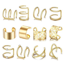 Load image into Gallery viewer, 7pcs Fashion Gold Star Leaves Non-Piercing Ear Clip Earrings For Women Simple Fake Cartilage Ear Cuff Jewelry Clip Accessories

