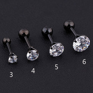 1 pcs Medical Stainless steel Crystal Zircon Ear Studs Earrings For Women/Men 4 Prong Tragus Cartilage Piercing Jewelry