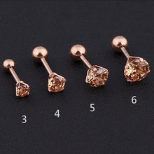 Load image into Gallery viewer, 1 pcs Medical Stainless steel Crystal Zircon Ear Studs Earrings For Women/Men 4 Prong Tragus Cartilage Piercing Jewelry

