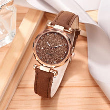 Load image into Gallery viewer, Casual Women Romantic Starry Sky Wrist Watch bracelet Leather Rhinestone Designer Ladies Clock Simple Dress Gfit  Montre Femme
