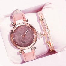 Load image into Gallery viewer, Casual Women Romantic Starry Sky Wrist Watch bracelet Leather Rhinestone Designer Ladies Clock Simple Dress Gfit  Montre Femme
