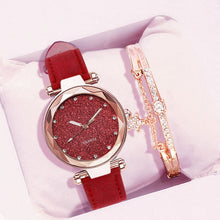 Load image into Gallery viewer, Casual Women Romantic Starry Sky Wrist Watch bracelet Leather Rhinestone Designer Ladies Clock Simple Dress Gfit  Montre Femme
