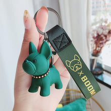 Load image into Gallery viewer, Fashion Punk French Bulldog Keychain PU Leather Dog Keychains for Women Bag Pendant Jewelry Trinket Men's Car Key Ring Key Chain
