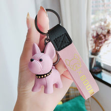 Load image into Gallery viewer, Fashion Punk French Bulldog Keychain PU Leather Dog Keychains for Women Bag Pendant Jewelry Trinket Men's Car Key Ring Key Chain
