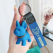 Load image into Gallery viewer, Fashion Punk French Bulldog Keychain PU Leather Dog Keychains for Women Bag Pendant Jewelry Trinket Men's Car Key Ring Key Chain
