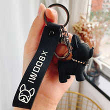 Load image into Gallery viewer, Fashion Punk French Bulldog Keychain PU Leather Dog Keychains for Women Bag Pendant Jewelry Trinket Men's Car Key Ring Key Chain
