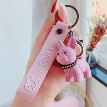 Load image into Gallery viewer, Fashion Punk French Bulldog Keychain PU Leather Dog Keychains for Women Bag Pendant Jewelry Trinket Men's Car Key Ring Key Chain
