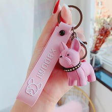 Load image into Gallery viewer, Fashion Punk French Bulldog Keychain PU Leather Dog Keychains for Women Bag Pendant Jewelry Trinket Men's Car Key Ring Key Chain
