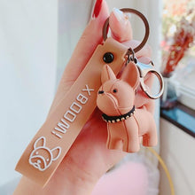 Load image into Gallery viewer, Fashion Punk French Bulldog Keychain PU Leather Dog Keychains for Women Bag Pendant Jewelry Trinket Men's Car Key Ring Key Chain
