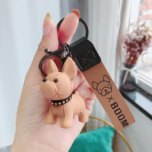 Load image into Gallery viewer, Fashion Punk French Bulldog Keychain PU Leather Dog Keychains for Women Bag Pendant Jewelry Trinket Men's Car Key Ring Key Chain
