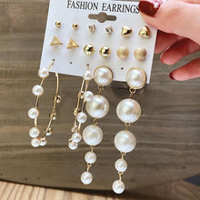 Load image into Gallery viewer, 17KM Fashion Pearl Hoop Earrings Set For Women Geometirc Gold Metal Circle Hoop Earrings Brincos 2021 Trend Jewelry Gift
