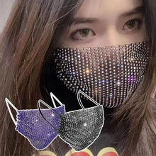 Load image into Gallery viewer, Shiny Rhinestone Mask Face Decor Jewelry Bling Elastic Fashion Jewelry Masks With Face Bandana Party Halloween Cosplay маска
