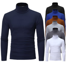 Load image into Gallery viewer, turtleneck for men Solid colour slim elastic thin pullover men Spring Autumn turtleneck men knitting brand sweater men
