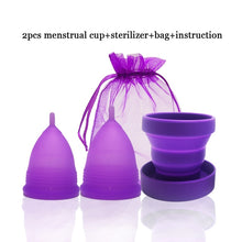 Load image into Gallery viewer, Medical Silicone Menstrual Cup Foldable Silicone Cup for Clean Menstrual Period Cup Lady Menstrual collector &amp; Face cleab brush
