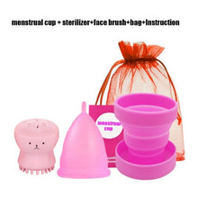 Load image into Gallery viewer, Medical Silicone Menstrual Cup Foldable Silicone Cup for Clean Menstrual Period Cup Lady Menstrual collector &amp; Face cleab brush
