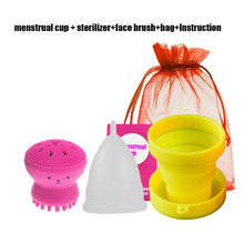Load image into Gallery viewer, Medical Silicone Menstrual Cup Foldable Silicone Cup for Clean Menstrual Period Cup Lady Menstrual collector &amp; Face cleab brush
