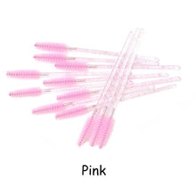 Load image into Gallery viewer, Disposable Eyelash Brush 25/50 Pcs Crystal Eye Brush Diamond Handle Mini Mascara Wands Brush Eyelash Extension Makeup Brush Set
