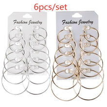 Load image into Gallery viewer, 6Pairs Punk Hoop Earrings Set Big Circle Earrings Jewelry for Women Girls Steampunk Ear Clip Punk Style Earring Ear Ring
