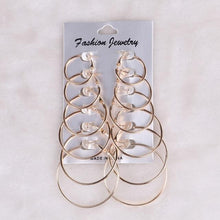 Load image into Gallery viewer, 6Pairs Punk Hoop Earrings Set Big Circle Earrings Jewelry for Women Girls Steampunk Ear Clip Punk Style Earring Ear Ring
