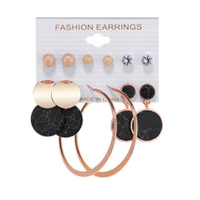 Load image into Gallery viewer, 6Pairs Punk Hoop Earrings Set Big Circle Earrings Jewelry for Women Girls Steampunk Ear Clip Punk Style Earring Ear Ring
