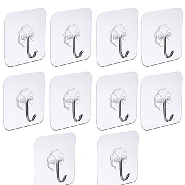 10 Pcs Door Hook Adhesive Wall Hooks Transparent  Anti-skid Traceless Heavy Duty Stick on Hook Bathroom Kitchen Wall Stickers
