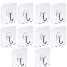 Load image into Gallery viewer, 10 Pcs Door Hook Adhesive Wall Hooks Transparent  Anti-skid Traceless Heavy Duty Stick on Hook Bathroom Kitchen Wall Stickers
