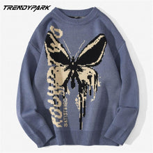 Load image into Gallery viewer, Hip Hop Knitwear Mens Sweaters 2020 Harajuku Fashion Butterfly Male Loose Tops Casual Streetwear Pullover Sweaters
