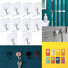 Load image into Gallery viewer, 10 Pcs Door Hook Adhesive Wall Hooks Transparent  Anti-skid Traceless Heavy Duty Stick on Hook Bathroom Kitchen Wall Stickers
