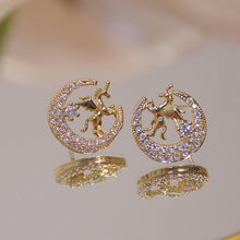 Load image into Gallery viewer, 2021 New Cute Animal Stud Earrings for Women Temperament Horse Kitten Owl Pearl Rhinestone Earring Girls Birthday Party Jewelry
