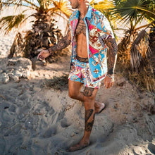 Load image into Gallery viewer, NEW Men Hawaiian Sets Printing 2021 Summer Short Sleeve Button Shirt Beach Shorts Streetwear Casual Mens Suit 2 Pieces INCERUN
