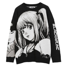 Load image into Gallery viewer, ATSUNNY 2021 Hip Hop Streetwear Vintage Style Harajuku Knitting Sweater Anime Girl Knitted Death Note Sweater Pullover
