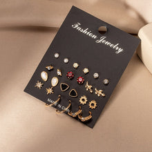 Load image into Gallery viewer, Women's Earrings Set Retro Korean Geometric Stud Earrings for Women Korean Gold Small Metal Pearl Earring 2021 Trend Jewelry
