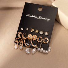 Load image into Gallery viewer, Women's Earrings Set Retro Korean Geometric Stud Earrings for Women Korean Gold Small Metal Pearl Earring 2021 Trend Jewelry
