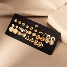 Load image into Gallery viewer, Women's Earrings Set Retro Korean Geometric Stud Earrings for Women Korean Gold Small Metal Pearl Earring 2021 Trend Jewelry

