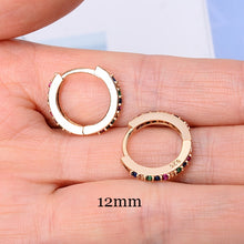 Load image into Gallery viewer, 2 Pcs Rainbow Little Huggies Hoop Earrings Girl Tiny Rings Cartilage Small Helix Piercing Conch Earlobe Tragus Circle Men Hoops
