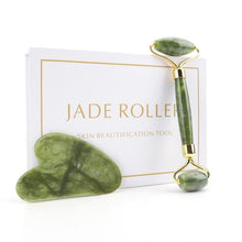 Load image into Gallery viewer, Natural Rose Quartz Jade Roller Gua Sha Set Facial Body Massager Roller Jade Stone Massage Set Face Lifting Beauty Massage Tool
