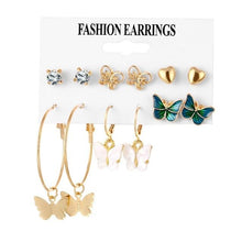 Load image into Gallery viewer, FNIO Women's Earrings Set Pearl Earrings For Women Bohemian Fashion Jewelry 2020 Geometric Crystal Heart Stud Earrings
