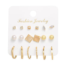 Load image into Gallery viewer, FNIO Women's Earrings Set Pearl Earrings For Women Bohemian Fashion Jewelry 2020 Geometric Crystal Heart Stud Earrings

