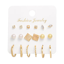 Load image into Gallery viewer, FNIO Women's Earrings Set Pearl Earrings For Women Bohemian Fashion Jewelry 2020 Geometric Crystal Heart Stud Earrings
