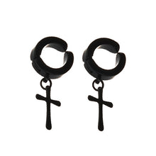 Load image into Gallery viewer, New Popular 1Pair Stainless Steel Ear Stud/Ear Clip Dangle Earrings For Men/Women Punk Black Piercing Fake Earrings Jewelry Gift
