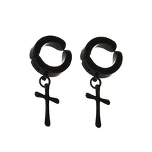 Load image into Gallery viewer, New Popular 1Pair Stainless Steel Ear Stud/Ear Clip Dangle Earrings For Men/Women Punk Black Piercing Fake Earrings Jewelry Gift
