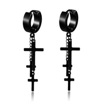 Load image into Gallery viewer, New Popular 1Pair Stainless Steel Ear Stud/Ear Clip Dangle Earrings For Men/Women Punk Black Piercing Fake Earrings Jewelry Gift
