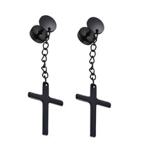 Load image into Gallery viewer, New Popular 1Pair Stainless Steel Ear Stud/Ear Clip Dangle Earrings For Men/Women Punk Black Piercing Fake Earrings Jewelry Gift
