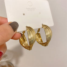 Load image into Gallery viewer, LATS Fashion Distortion Interweave Twist Metal Circle Geometric Round Hoop Earrings for Women Accessories Retro Party Jewelry

