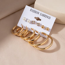 Load image into Gallery viewer, Women's Earrings Set Retro Korean Geometric Stud Earrings for Women Korean Gold Small Metal Pearl Earring 2021 Trend Jewelry
