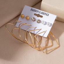 Load image into Gallery viewer, Women's Earrings Set Retro Korean Geometric Stud Earrings for Women Korean Gold Small Metal Pearl Earring 2021 Trend Jewelry
