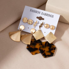 Load image into Gallery viewer, Women's Earrings Set Retro Korean Geometric Stud Earrings for Women Korean Gold Small Metal Pearl Earring 2021 Trend Jewelry
