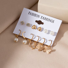 Load image into Gallery viewer, Women's Earrings Set Retro Korean Geometric Stud Earrings for Women Korean Gold Small Metal Pearl Earring 2021 Trend Jewelry
