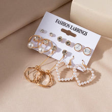 Load image into Gallery viewer, Women's Earrings Set Retro Korean Geometric Stud Earrings for Women Korean Gold Small Metal Pearl Earring 2021 Trend Jewelry
